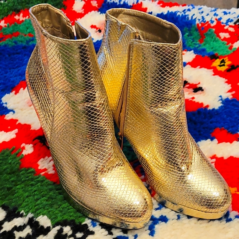 Gold shimmery faux skin  boots